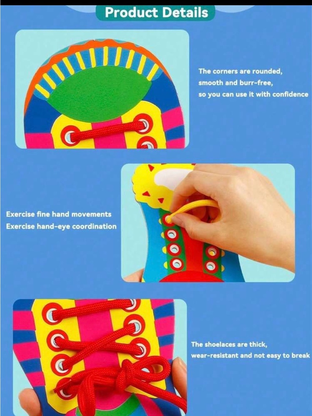 Kids Multicolor Lace-Up Learning Shoe - Picture 4 of 5